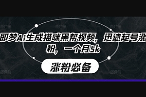 即梦AI生成猫咪黑帮视频,迅速起号涨粉,一个月5k