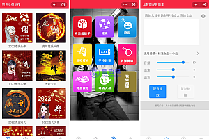 虎年姓氏头像微信小程序源码+文字变音+喝酒娱乐多功能小程序源码