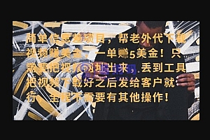 零门槛挣美金,海外视频代下服务,单笔收益40+,小白也能轻松上手
