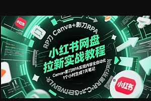 小红书网盘拉新实战教程,Canva+影刀RPA实现内容全自动化,1个小时生成7天笔记