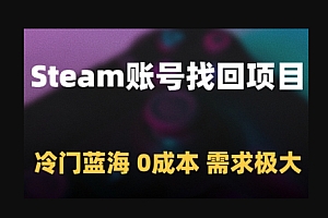 Steam账号找回项目,冷门蓝海,0成本,需求极大