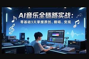 AI音乐全链路实战变现课:零基础3天掌握原创、翻唱、变现