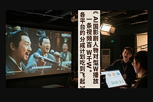 AI三国影视剧人物对口型唱歌玩法,一条视频百W千W播放,各平台的分成计划吃到飞起