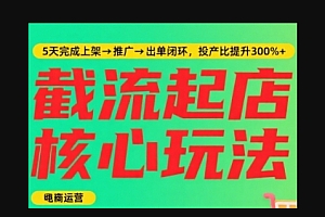 淘宝截流快速起店玩法,掌握暴力快速起店的流程,5天完成上架-推广-出单闭环