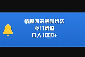 情趣内衣暴利玩法,冷门赛道,日入1k+