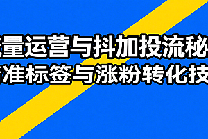 流量运营与抖加投流秘笈,含算法解析、爆款打造、精准标签与涨粉转化技巧