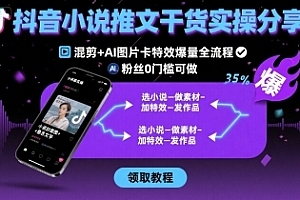 抖音小说推文干货实操分享,混剪+AI图片卡特效爆量全流程,0粉丝0门槛可做