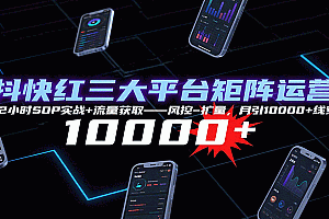 抖快红三大平台矩阵运营,12小时SOP实战+流量获取-风控-扩量,月引10000+线索