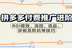 拼多多付费推广进阶,ROI提效、流控、选品、诊断及防坑等技巧