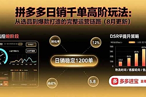 拼多多日销千单高阶玩法:从选品到爆款打造的完整运营链路(8月更新)