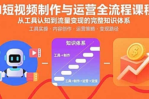 AI短视频制作与运营全流程课程:从工具认知到流量变现的完整知识体系