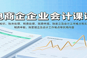 电商企业会计课:基础知识、账务处理、税费申报、账套建立及会计工作难点等实用内容