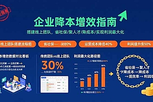 企业降本增效指南:搭建线上团队,省社保/聚人才/降成本/实现利润最大化