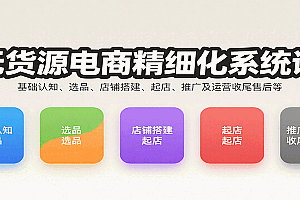 无货源电商精细化系统课:基础认知、选品、店铺搭建、起店、推广及运营收尾售后等