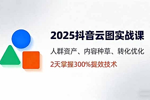 2025抖音云图实战课,人群资产、内容种草、转化优化,2天掌握300%提效技术